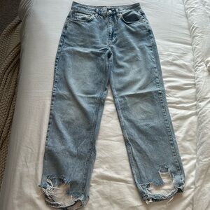 Free People Light Wash Ripped Jeans